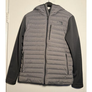 North Face Mens Gray Trevail Stretch Hybrid Goose Down Puffer Jacket Size Medium